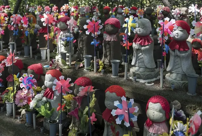 Framed Print : Jizo statues at Unborn Children Garden