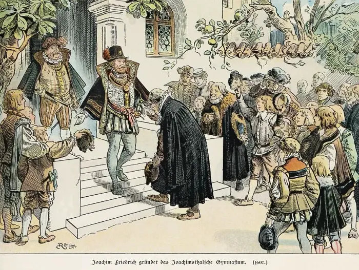 Framed Print : Joachim Friedrich founds the Joachimsthal Grammar School in 1607 Framed Print : Joachim Friedrich founds the Joachimsthal Grammar School in 1607