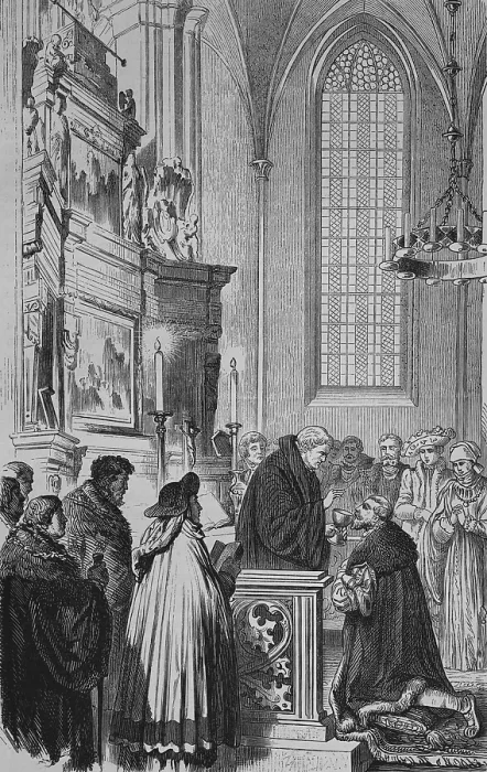 Framed Print : Joachim II (1505-1571) receives communion Framed Print : Joachim II (1505-1571) receives communion
