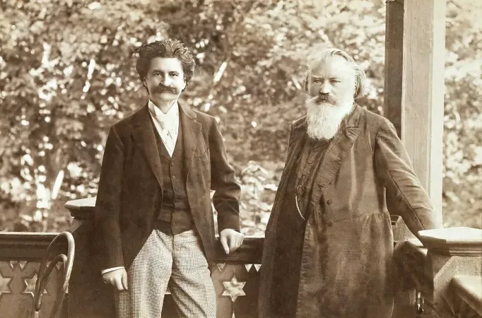 Framed Print : Johann Baptist Strauss II together with Johannes Brahms