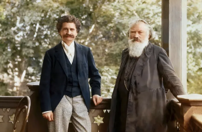 Framed Print : Johann Baptist Strauss II together with Johannes Brahms
