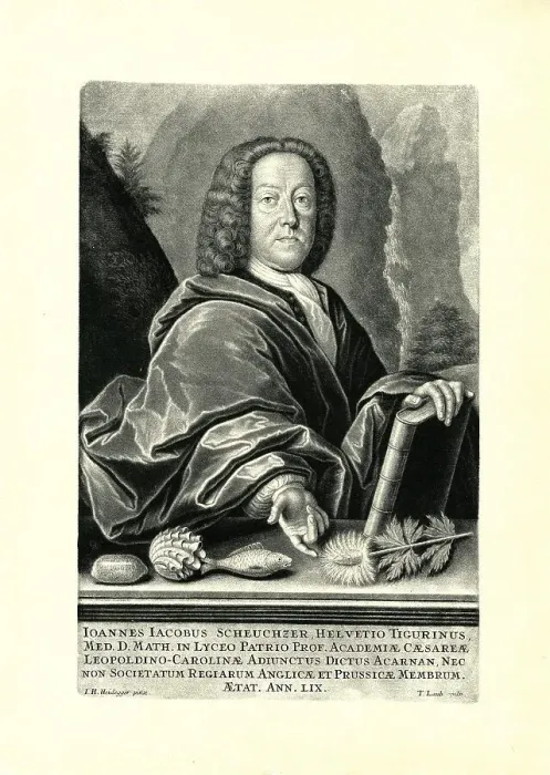 Framed Print : Johann Jakob Scheuchzer, author of Physica sacra or Copper Bible by Johann Jakob Scheuchzer