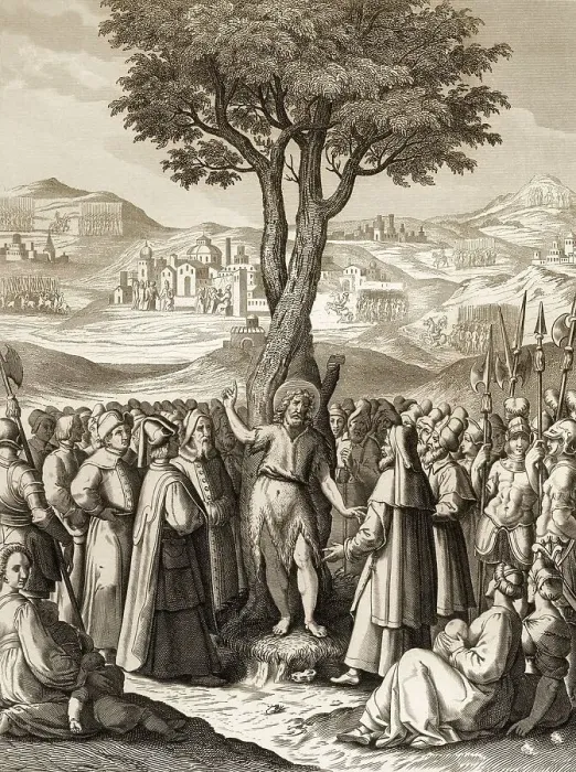 Framed Print : John the Baptist tells people about Jesus at the Jordan Framed Print : John the Baptist tells people about Jesus at the Jordan