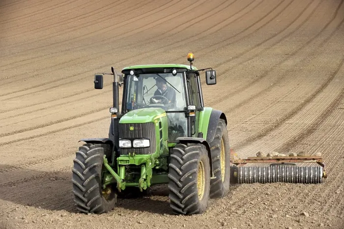 Framed Print : John Deere tractor pulling the soil press Framed Print : John Deere tractor pulling the soil press