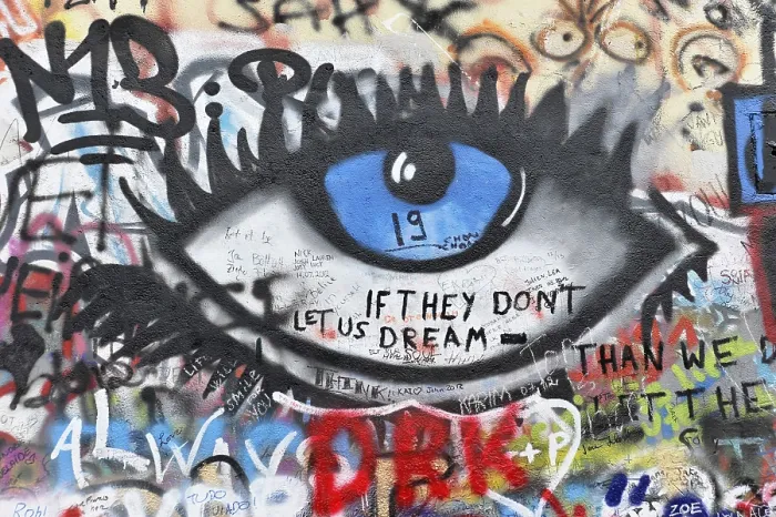 Framed Print : John Lennon wall, graffiti, Prague, Czech Republic