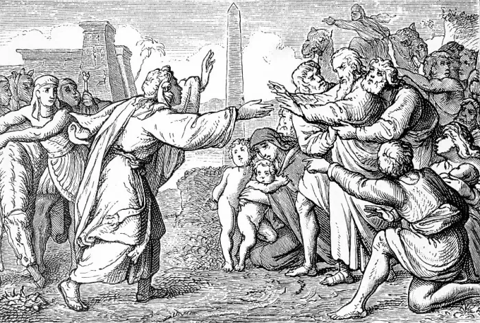 Framed Print : Joseph lets his old father Jacob come to Egypt