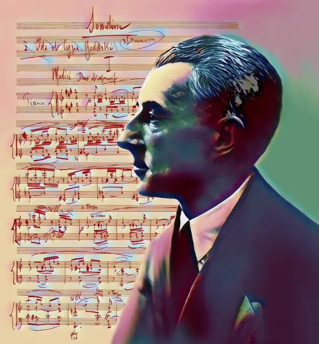 Framed Print : Joseph Maurice Ravel, 1875 - 1937, French composer, pianist and conductor, leading musician in Impressionism, 1925, sheet music from Sonatine, premier mouvement, 1905, digitally edited