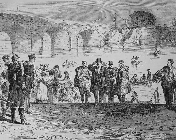 Framed Print : Jules Fabres arrival at the Sebres Bridge in Paris in the first week of the truce Framed Print : Jules Fabres arrival at the Sebres Bridge in Paris in the first week of the truce