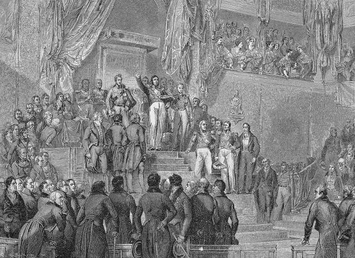 Framed Print : The July Revolution in Paris, Louis Philip makes an oath on August 9