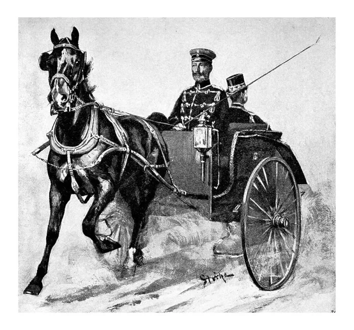 Framed Print : Kaiser Wilhelm II in a horse-drawn carriage Framed Print : Kaiser Wilhelm II in a horse-drawn carriage
