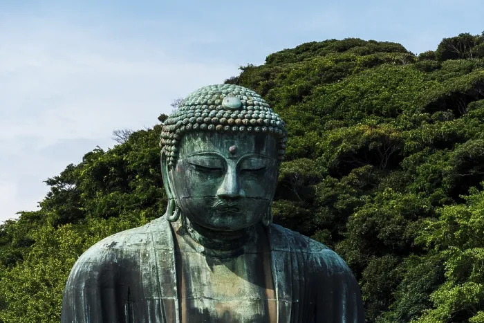 Framed Print : Kamakura, Japan - August 5, 2024: Close-up shot of the Great Buddha statue in Kamakura Framed Print : Kamakura, Japan - August 5, 2024: Close-up shot of the Great Buddha statue in Kamakura