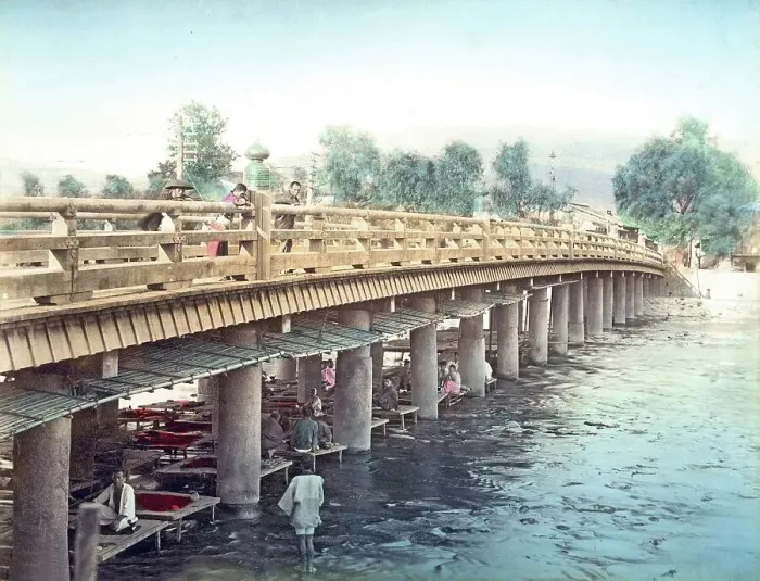 Framed Print : Kamo river, Sanjo Ohashi bridge