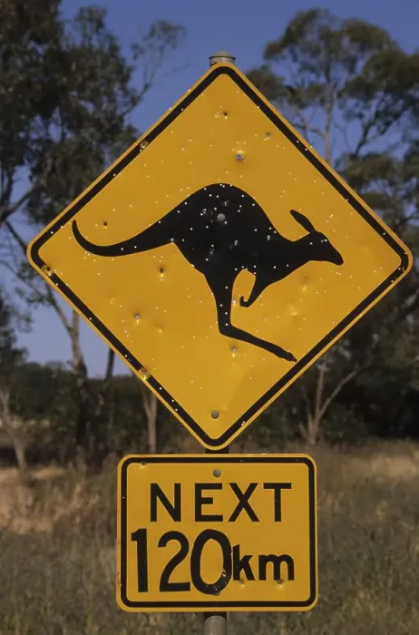 Framed Print : Kangaroo warning sign, Australia, Oceania Framed Print : Kangaroo warning sign, Australia, Oceania