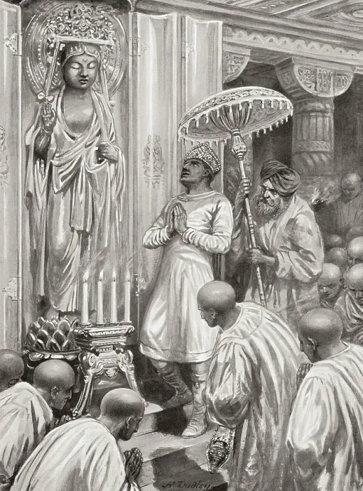 Framed Print : Kanishka inaugurates Mahayana Buddhism, 100 AD