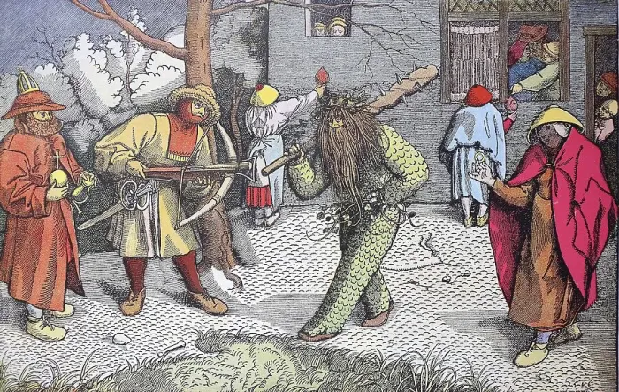 Framed Print : Karnevalsspiele, woodcut by P. Breugel