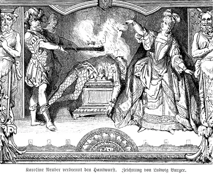Framed Print : Karoline Neuber burns the Hanswurst Framed Print : Karoline Neuber burns the Hanswurst