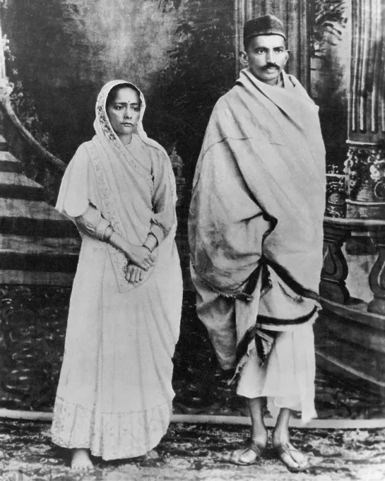 Framed Print : Kasturba and Mahatma Gandhi shortly after their return to India, 1916