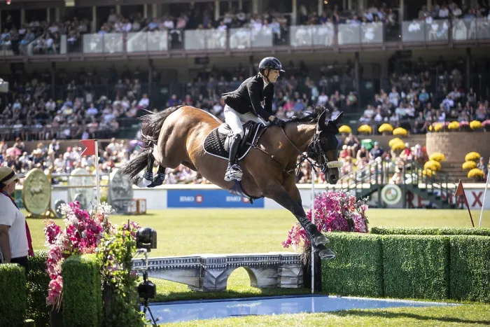 Framed Print : Katie Laurie of Australia and riding Django II compete in the first round of the 1 Framed Print : Katie Laurie of Australia and riding Django II compete in the first round of the 1