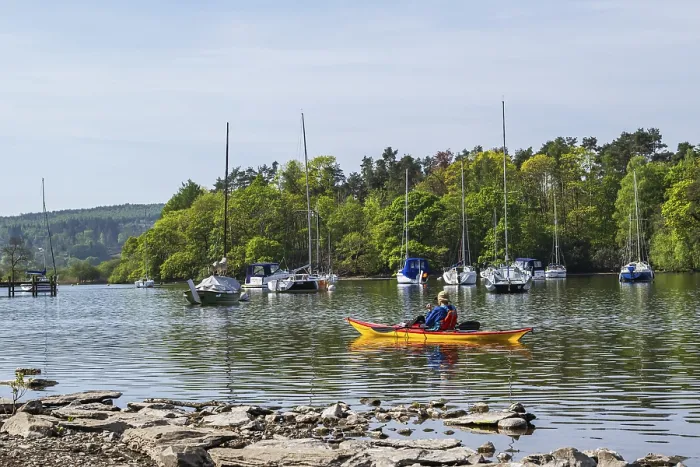 Framed Print : Kayak and Boats on Windermere Lake