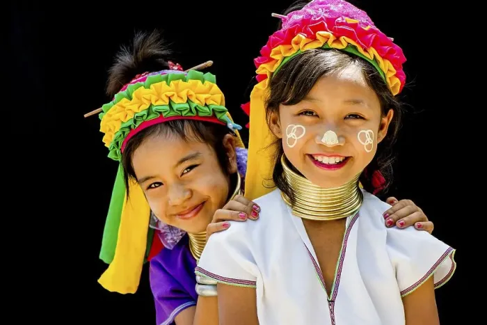 Framed Print : Two Kayan hill tribe girls, Chiang Mai Framed Print : Two Kayan hill tribe girls, Chiang Mai