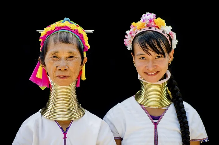 Framed Print : Two Kayan hill tribe women, Chiang Mai, Thailand