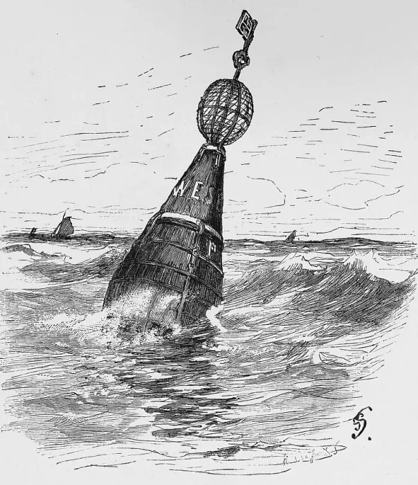 Framed Print : Key buoy in the Weser, inscription Framed Print : Key buoy in the Weser, inscription