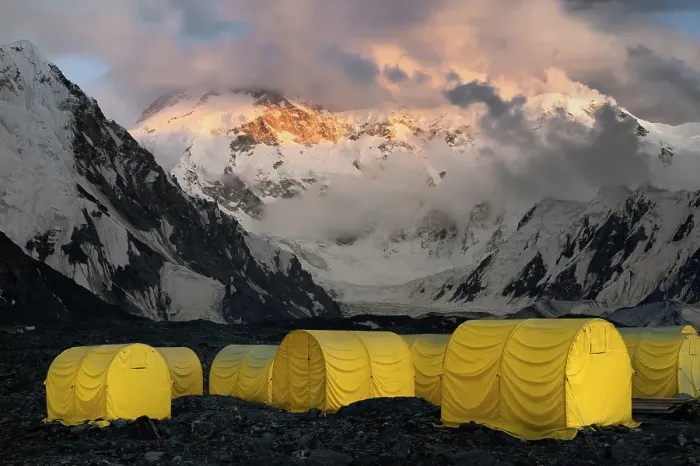 Framed Print : Khan Tengri Glacier at sunset as seen from Base Camp