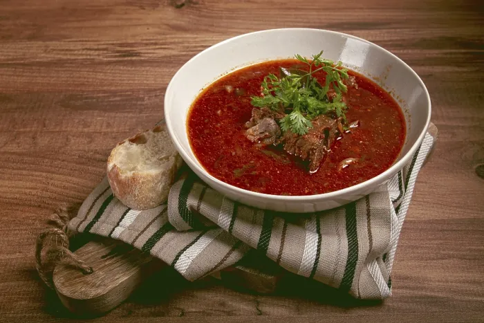 Framed Print : Kharcho soup, traditional Georgian dish