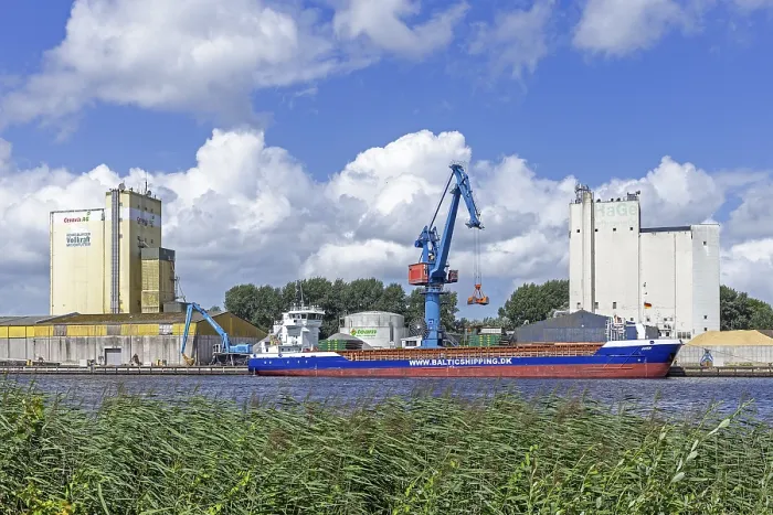 Framed Print : Kiel Canal, harbour, cargo ship