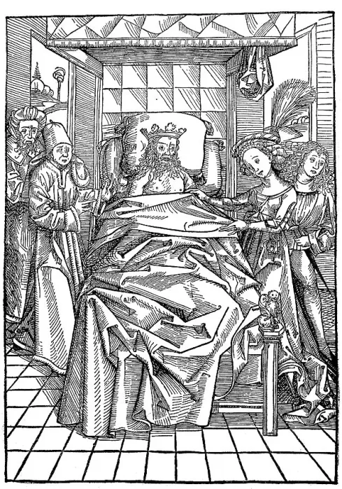 Framed Print : King David and Abisaig, from The Treasure Holder or Shrine of the True Riches of Salvation and Eternal Bliss