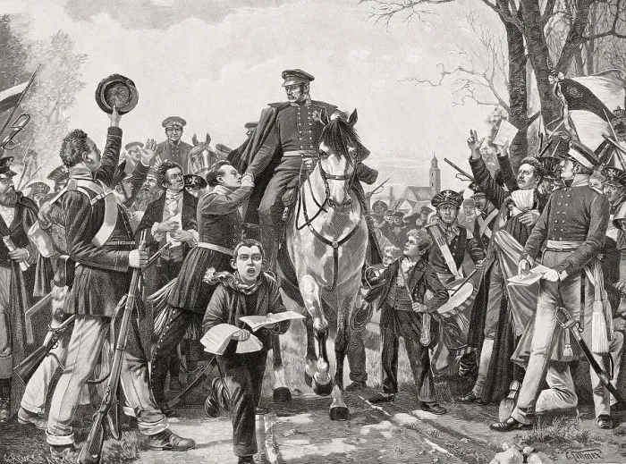 Framed Print : King Frederick William II of Prussia makes an appeal in Breslau