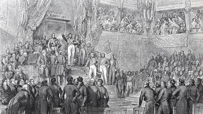 Framed Print : King Louis Philipp takes the oath of allegiance to the Constitution in front of the Chamber Framed Print : King Louis Philipp takes the oath of allegiance to the Constitution in front of the Chamber