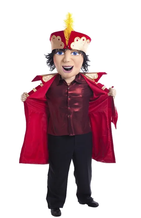 Framed Print : King mascot costume undress isolated on white