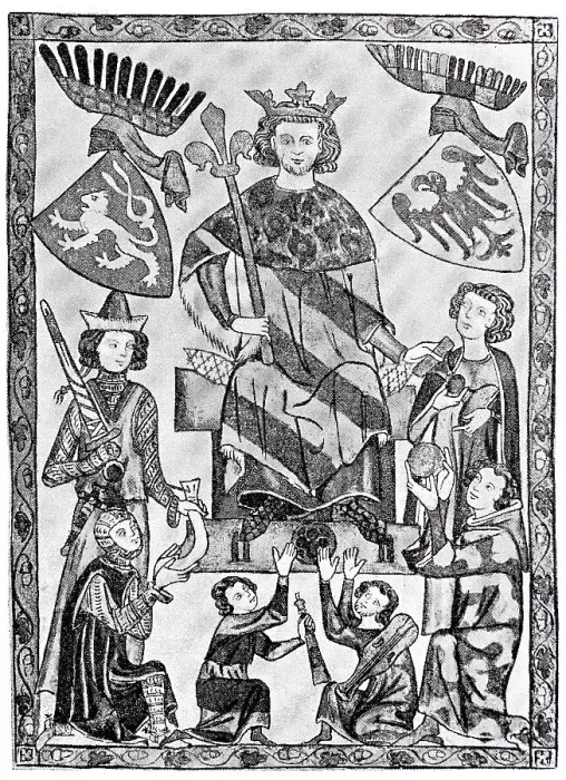 Framed Print : King Wenceslas of Bohemia as patron of minstrels