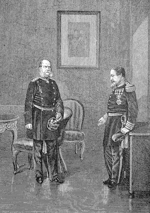 Framed Print : King William and Napoleon III. after the capitulation of Sedan in Bellevue Castle on September 2 Framed Print : King William and Napoleon III. after the capitulation of Sedan in Bellevue Castle on September 2