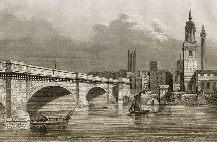 Framed Print : Kingston Bridge, London, England, 19. Jahrhundert Framed Print : Kingston Bridge, London, England, 19. Jahrhundert