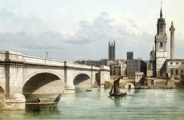 Framed Print : Kingston Bridge, London, England, 19th century