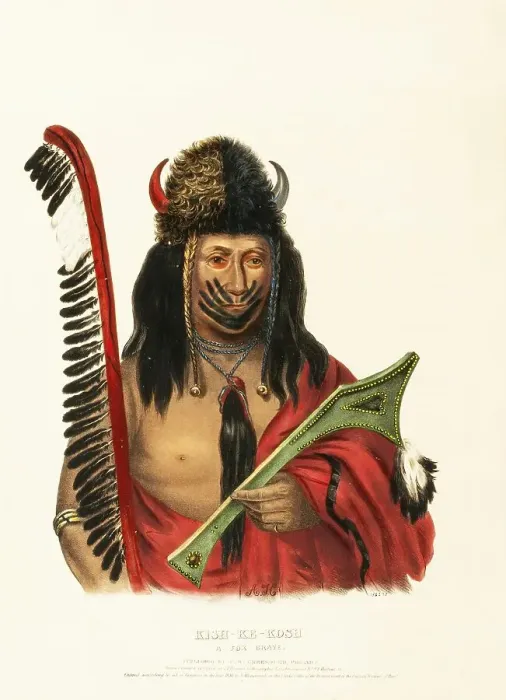 Framed Print : Kish-Ke-Kosh. A Fox Brave (1838)