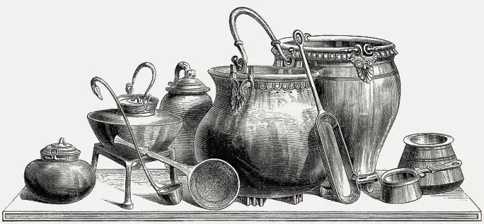 Framed Print : Kitchen instruments in ancient Rome Framed Print : Kitchen instruments in ancient Rome