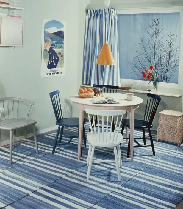 Framed Print : Kitchen in the past. A kitchen with a round kitchen table with four kitchen chairs