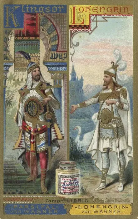 Framed Print : Klingsor from the opera Parsifal by Richard Wagner and Lohengrin from the opera of the same name by Richard Wagner