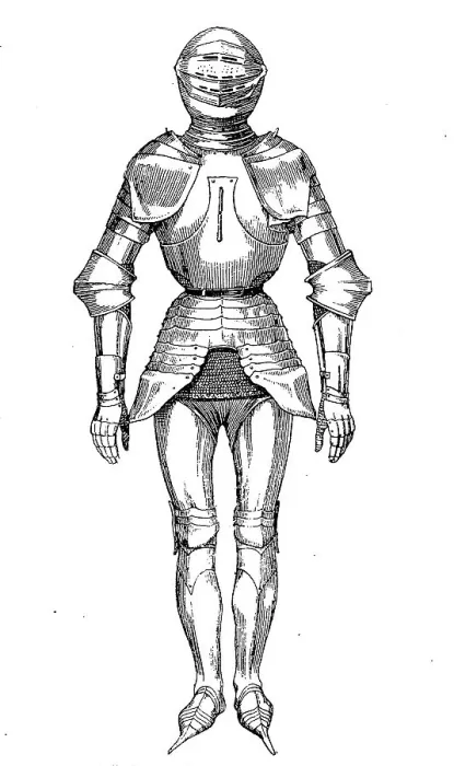 Framed Print : Knight, complete plate armour with crakows or crackowes