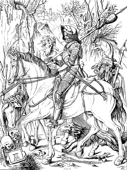 Framed Print : Knight, Death and the Devil or Knight defies Death and the Devil