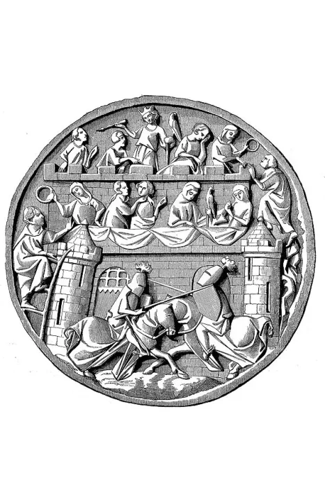 Framed Print : Knighthood, tournament and distribution of tournament prizes