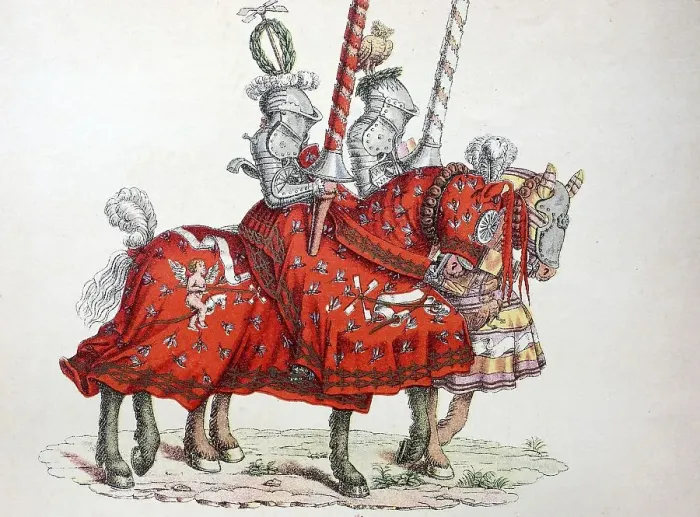 Framed Print : Knights on horseback marching to the tournament Framed Print : Knights on horseback marching to the tournament