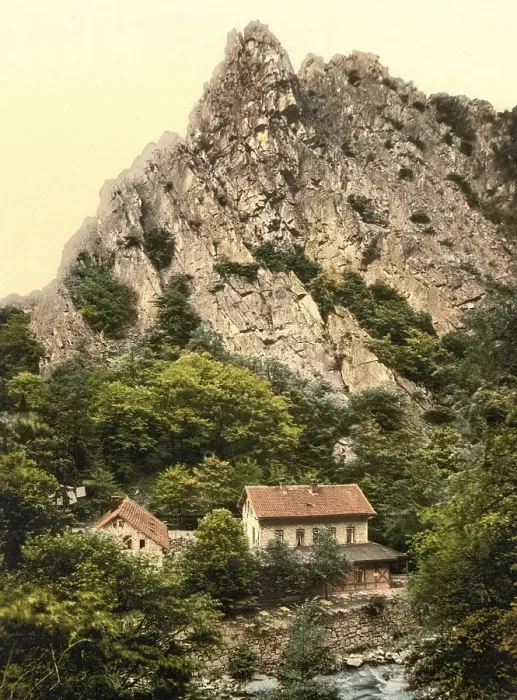 Framed Print : Koenigsruhe and Rosstrappenfels near Bodetal in the Harz Mountains