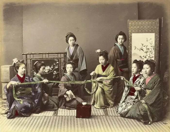 Framed Print : Konkonchiki, Japanese woman at a parlour game Framed Print : Konkonchiki, Japanese woman at a parlour game