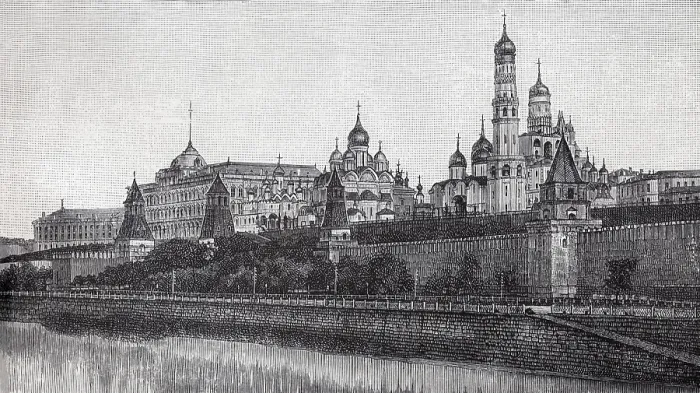 Framed Print : Kremlin in Moscow, south-east view with cathedrals and bell tower