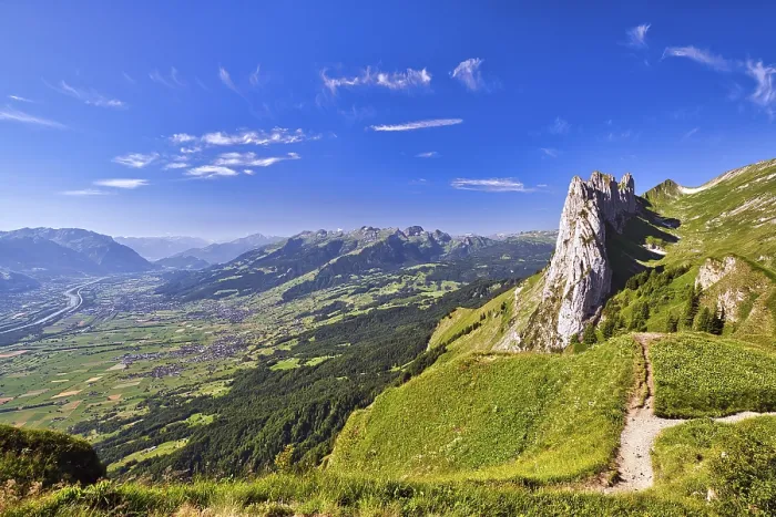 Framed Print : Kreuzberge, Chruezberg, in the Alpstein with a view into the Rhine Valley