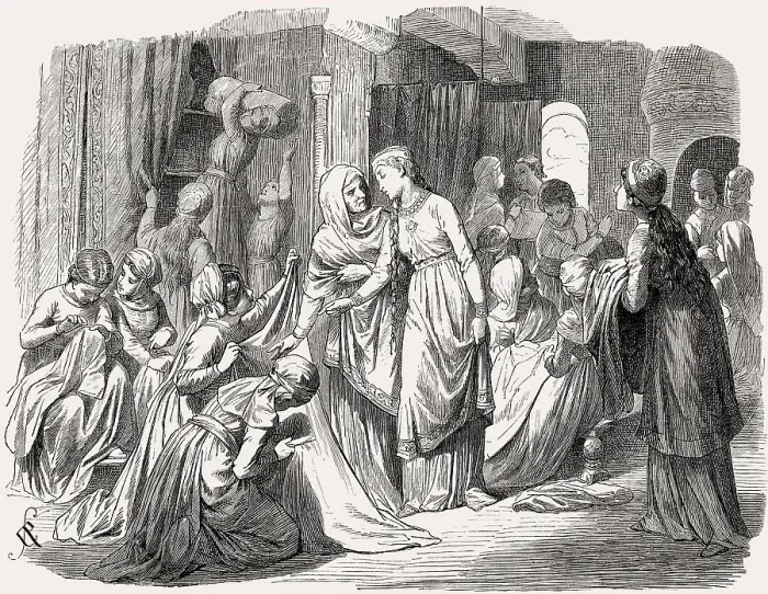 Framed Print : Kriemhild at her Burgundian court, Worms